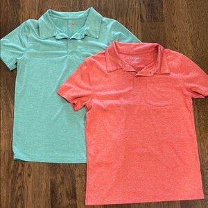 Two Boy’s Cat & Jack Orange and Green Polos Short-Sleeved Classic Design XL (16)